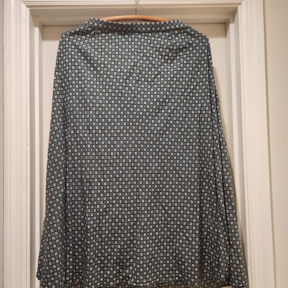 J. Jill  Green Floral Rayon Midi Skirt A Line Western Womens Size Large